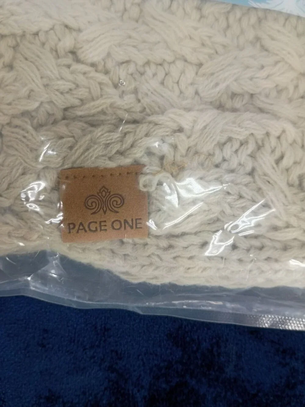 Page One Womens Chunky Cable Knit Scarf Soft Beige Cozy Winter Accessory